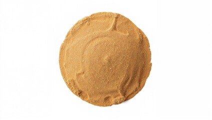 Naklejka premium Circular mound of desert sand dunes isolated on a white backdrop, aerial perspective