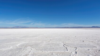 Bonneville Salt Flats landscape under a blue sky, showcasing erosion risk