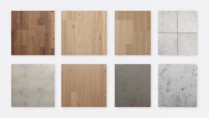 Variety of floor coating types including parquet, laminate, wooden planks, tiles, and concrete, essential for flooring installation