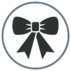 Dark Grey Bow Icon in Circle Border Simple Graphic
