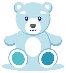 Obraz premium Cute blue teddy bear illustration, soft toy cartoon character, children's design