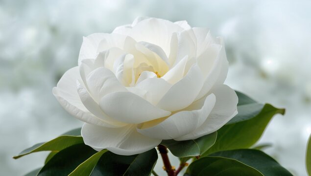 Blossom of camelia japonica, Dahlonega variety, showcasing seasonal change