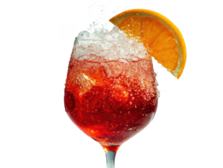 Refreshing aperol spritz with orange isolated on transparent background