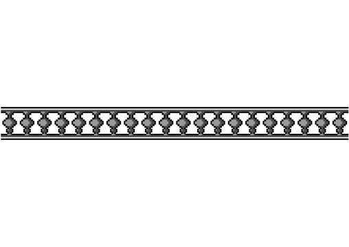 Elegant metal railing design with repeating geometric baluster pattern, ideal for architectural decoration and ornamental fencing applications.