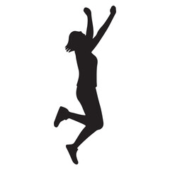 Girls Jumping silhouette white backgound