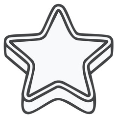 A simple outline of a three dimensional star with a gray border