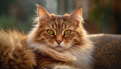 Feline lounging peacefully in warm indoor rays