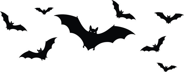 Bat silhouette vector, flying bat clipart, Halloween night design, spooky animal art, gothic wildlife graphic, nocturnal creature illustration, dark symbol
