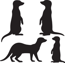set of silhouette meer cat