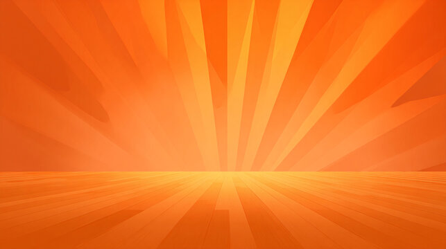 Orange abstract background with converging rays and a vibrant warm glow effect - Powered by Adobe