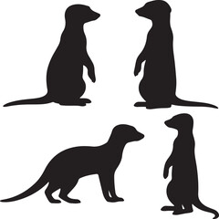 set of silhouette meer cat