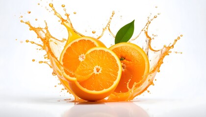 Vibrant Orange Slices Bursting with Juice Against a Clean White Backdrop