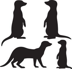 set of silhouette meer cat