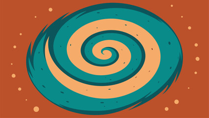 Spiral texture brush stroke. Grainy bold brush strokes texture with scattered tiny dots. Vector distress damaged edge old banner with spiral bold line. Art retro background.