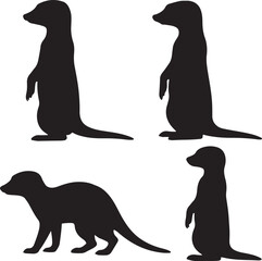 set of silhouette meer cat