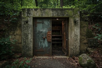 Fototapeta premium Metal gateway to a vintage subterranean bunker