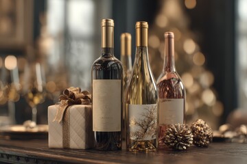 Elegant Christmas Wine Gift Set