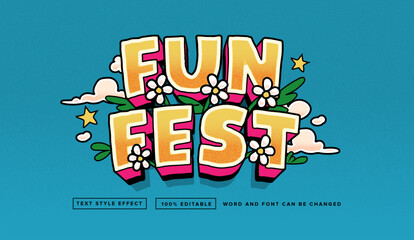 Text effect editable vector graphic of the Fun Festival , perfect for movie title, poster title, banner title, etc.	