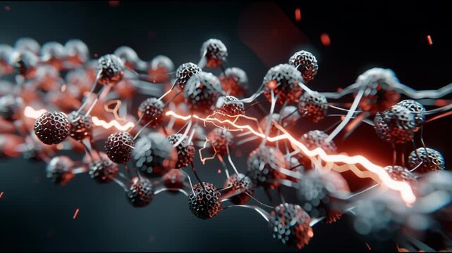 Graphene battery nanomaterial energy storage technology. Conductivity. Supercapacitor research. 3D representation of graphene nanostructure with electric effects.