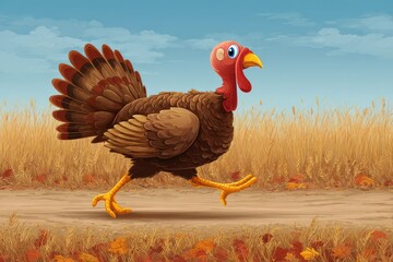 funny running turkey cartoon