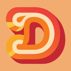 Fototapeta premium Retro styled letter d in warm orange and red tones