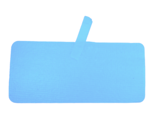 Light Blue Blank Rectangular Sticker Label with Pull Tab Isolated on Transparent Background