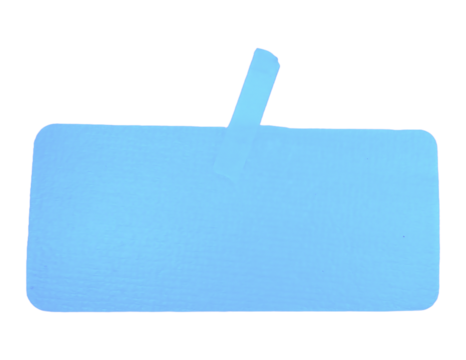 Light Blue Blank Rectangular Sticker Label with Pull Tab Isolated on Transparent Background