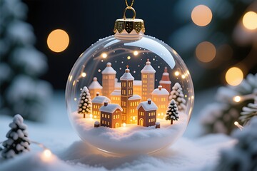 christmas ball on snow