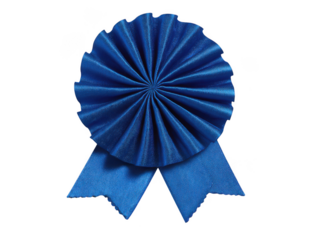 Blue rosette award ribbon design isolated on transparent background