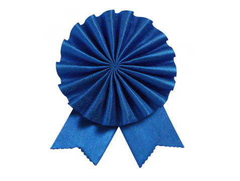 Blue rosette award ribbon design isolated on transparent background