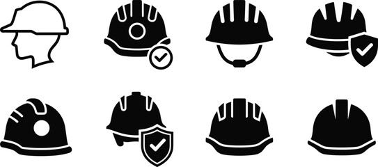Set of safety helmet icons vector