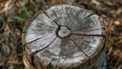 Close-up of a natural birch tree stump with organic texture