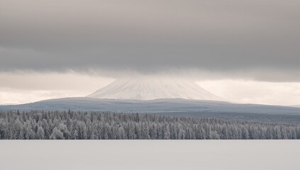 A snow-covered peak under a cloudy sky, highlighting seasonal change
