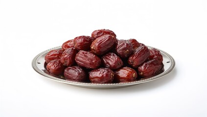 Dates fruit arranged on a silver tray, fiber-dense choice