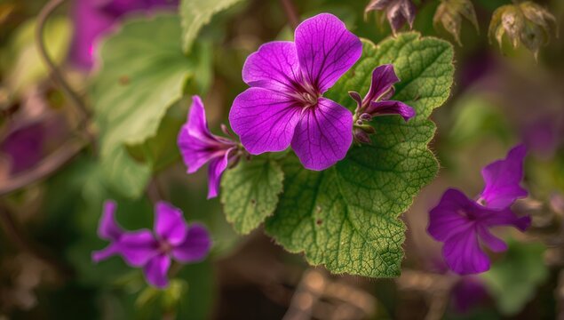 Geranium Peltatum with vibrant purple blooms, suitable for garden decor