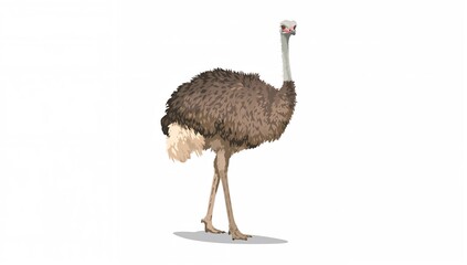 Photograph of a large flightless bird native to the wild, set against a plain white background