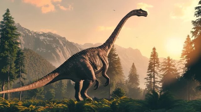 Scary hungry dinosaur with kind eyes and sharp teeth destroying public park