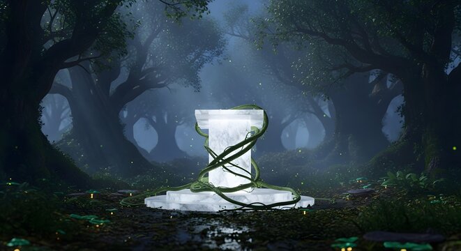 A glowing lantern in the woods beneath the vast, silent sky captures a faint digital signal from a distant network