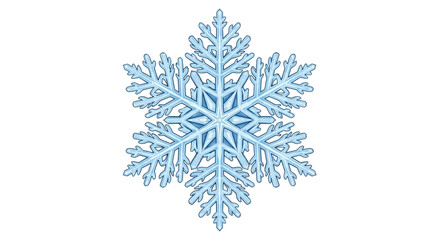 Delicate icy blue snowflake crystal with intricate fractal symmetry and frosty winter design on