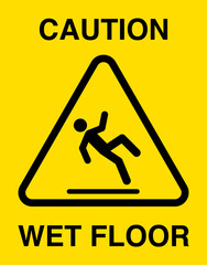 Caution wet floor yellow sign