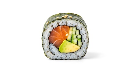 Fresh Salmon Avocado Cucumber Sushi Roll
