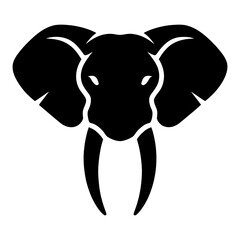 elephant head and teeth icon Silhouette vector on white background