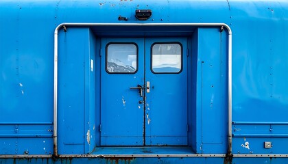 Blue Train Door - A Portal to Journeys and Destinations.