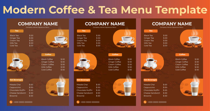 Modern Coffee & Tea Menu Template.