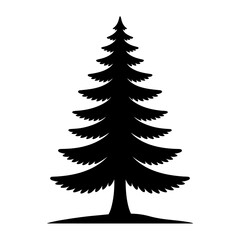 black pine Fir tree icon Silhouette vector on white background