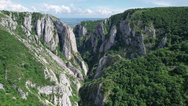 Aerial view of Turzii Gorge (Cheile Turzii) natural reserve