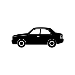 Fototapeta premium Side view of a black car on transparent background silhouette