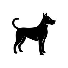 Silhouette of a black dog on transparent background