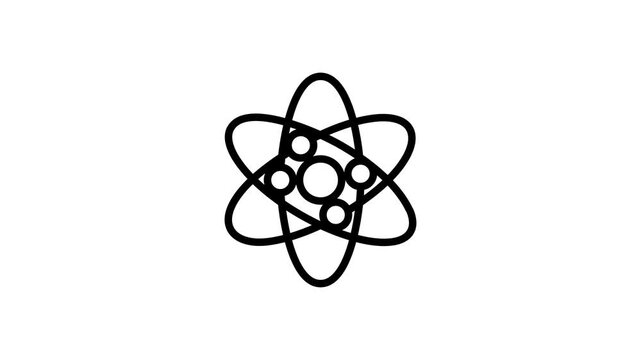 Creatively designed line style animated icon showing atom structure