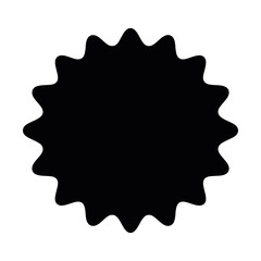 Circle sticker, Wavy edge promo black badge, Blank sale sticker icon Silhouette vector on white background
